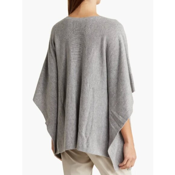 Vince Merino Wool & Cashmere Poncho Pullover Sweater, Heather Grey - Picture 2 of 2